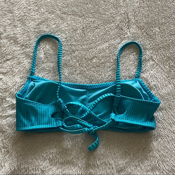 NWOT Xhilaration Blue Ribbed Bathing Suit Top - Picture 2 of 5